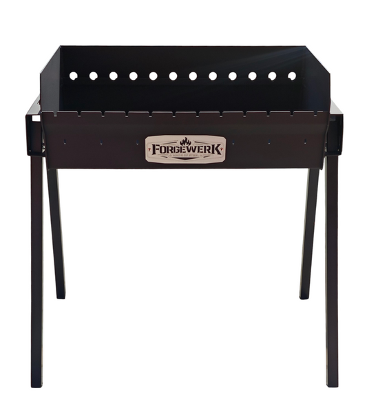 FORGEWERK Mangal Grill 35 × 70 cm aus 3 mm Stahl – Holzkohlegrill für Schaschlik & Outdoor-Kochen