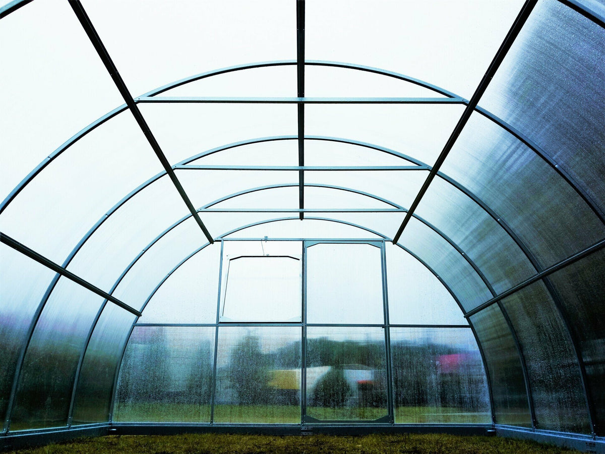 Gewächshaus MAESTRO 4 m breit – 4 oder 6 mm Polycarbonat, verzinkter Stahl & Metallriemen