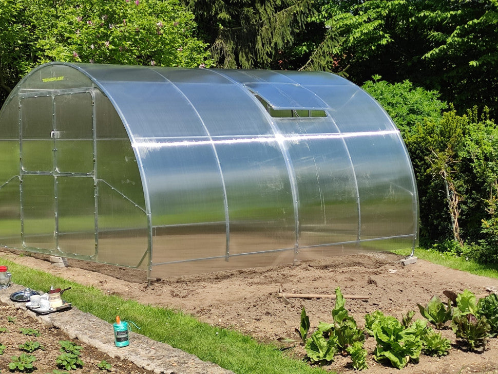 Gewächshaus GAUDI 4.0 m – 4/6 mm Polycarbonat oder Stahlrahmen | 0,67/1 m Bogenabstand