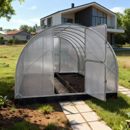 Gewächshaus GAUDI 3 m – 4/6 mm Polycarbonat oder Stahlrahmen, Bogenabstand 1,0 / 0,67 m