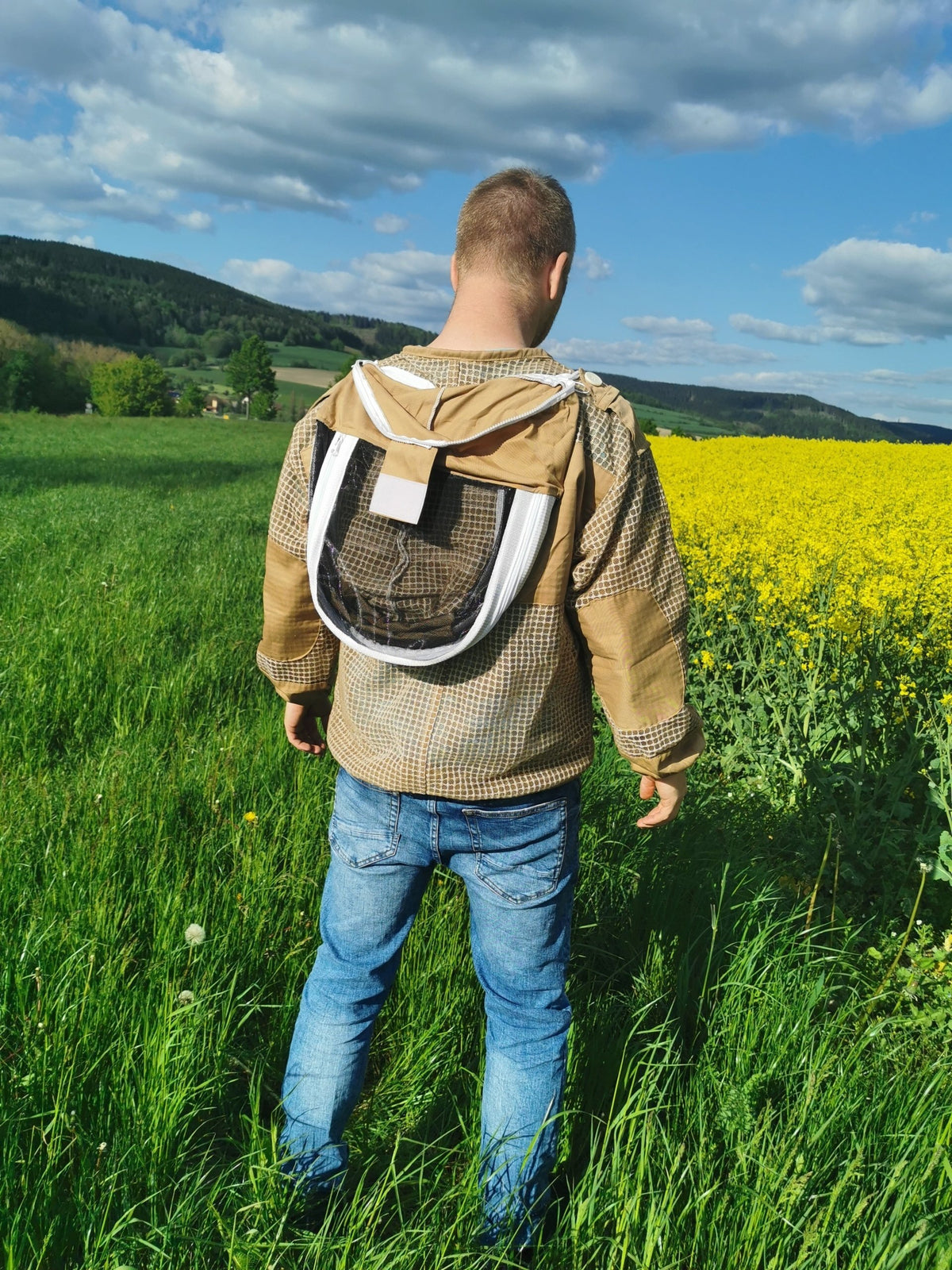 3-lagige Imkerjacke mit Fechtschleier – belüftet, mit Taschen & Ellbogenschutz