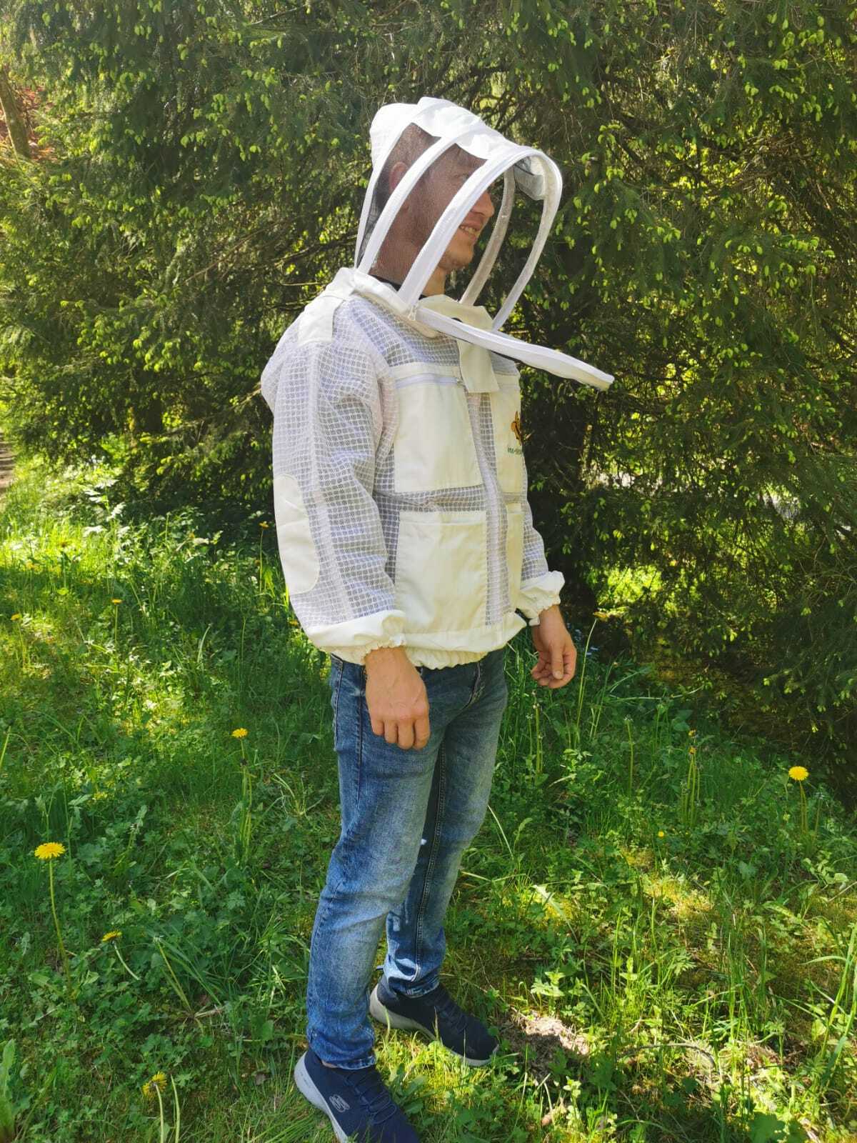3-lagige Imkerjacke mit Fechtschleier – belüftet, mit Taschen & Ellbogenschutz
