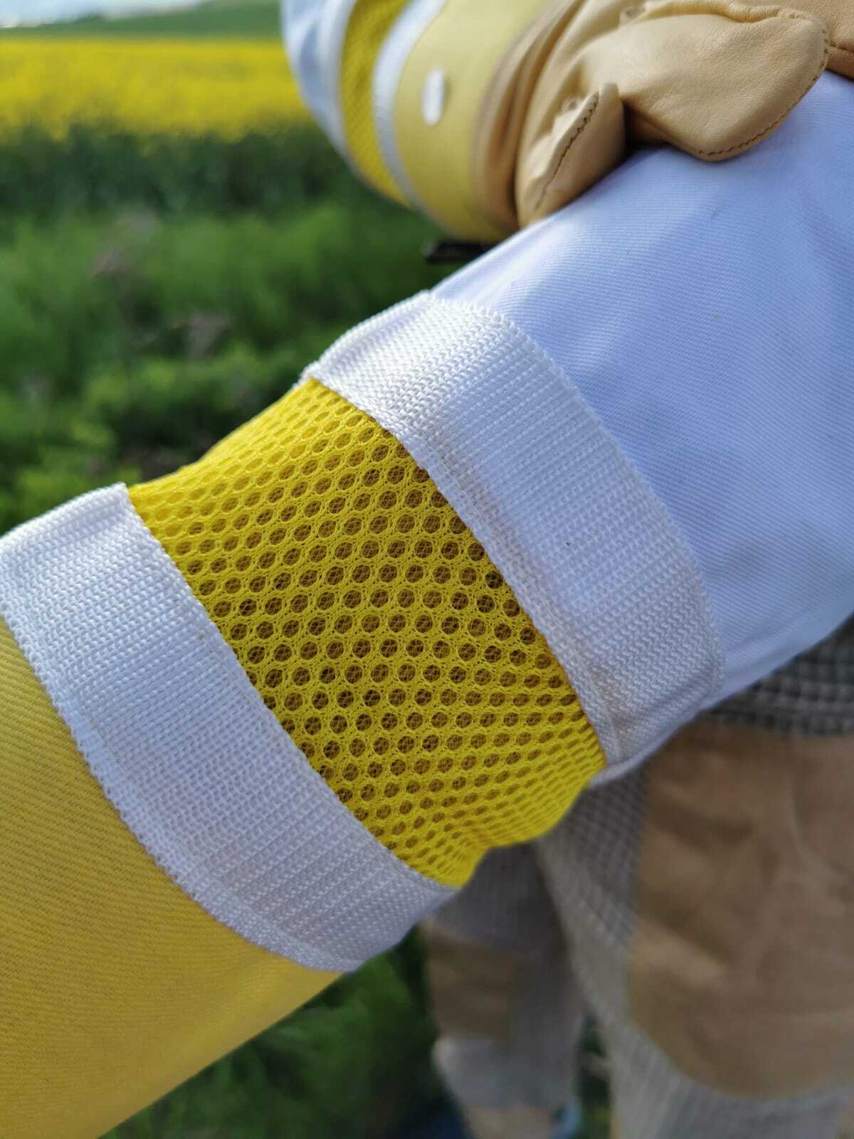 Imkerhandschuhe aus weichem Rindleder – lange Baumwollstulpe mit Karabiner