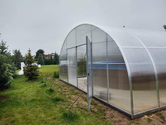Tunnelgewächshaus 7 m breit mit 6 mm Polycarbonat – Rundbogen-Gewächshaus & Poolüberdachung