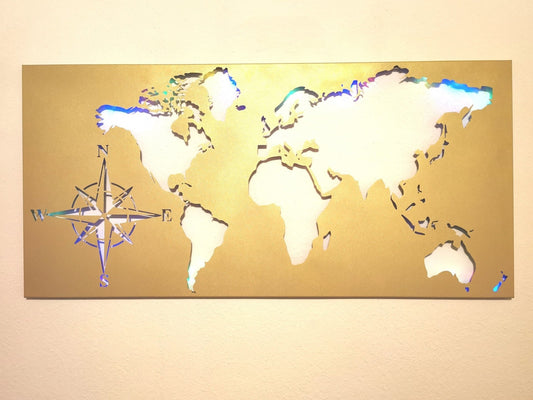 Metall Wandbild Loft Design Gold – 117 × 57 cm, pulverbeschichtet