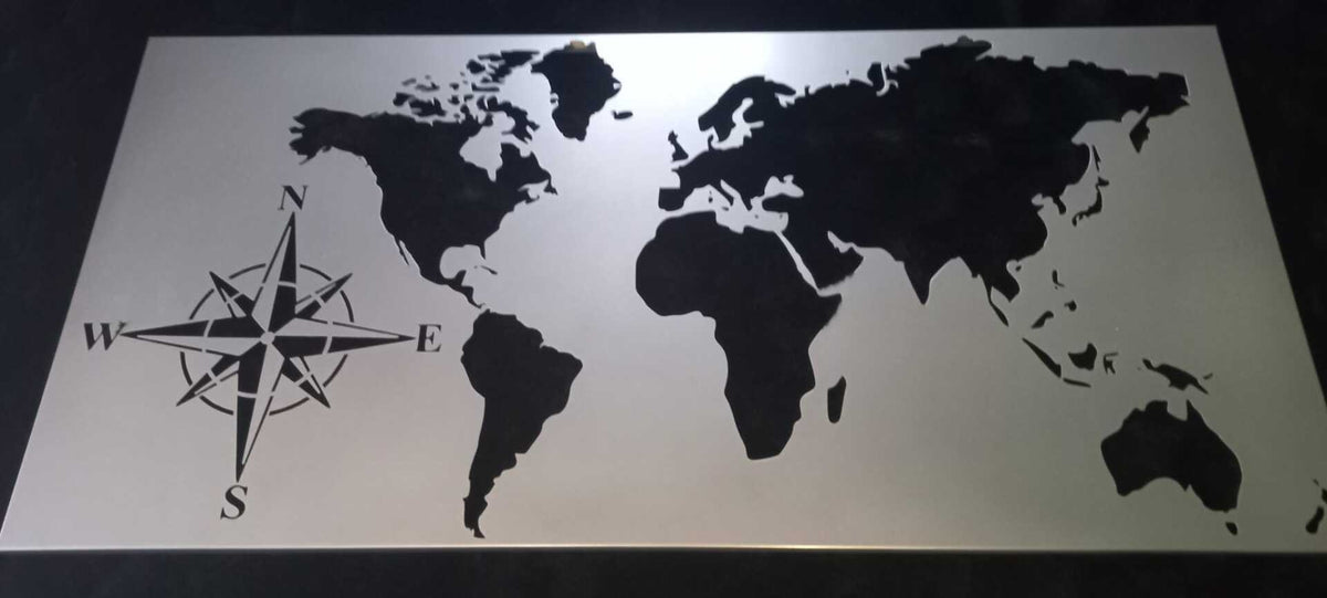 Wandbild Metall Weltkarte silber 117x57cm Wanddeko