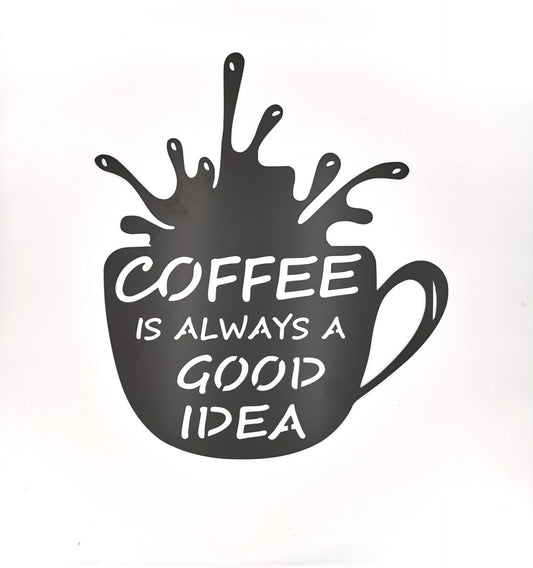 Wandbild Metall Kaffeetasse schwarz 48x57cm Wanddeko Loft Style