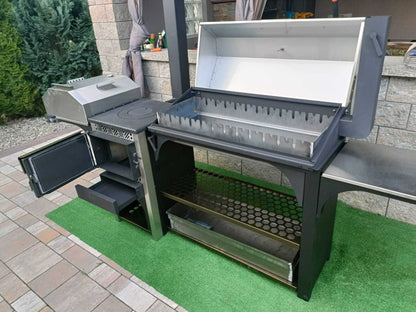 Multifunktionsgrill 6-in-1 mit BBQ, Räucherofen, Pizzaofen & Holzofen – Edelstahl