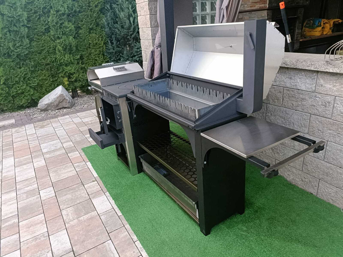 Multifunktionsgrill 6-in-1 mit BBQ, Räucherofen, Pizzaofen & Holzofen – Edelstahl