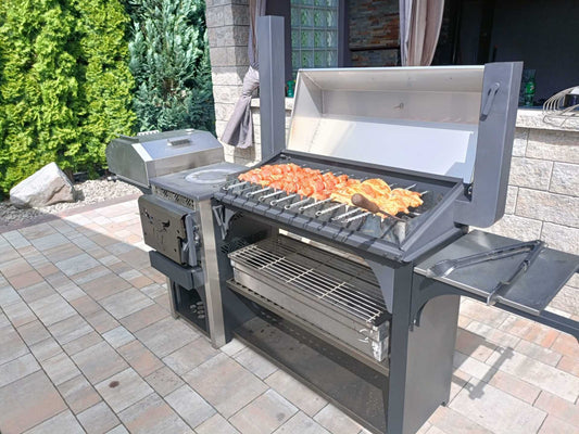 Multifunktionsgrill 6-in-1 mit BBQ, Räucherofen, Pizzaofen & Holzofen – Edelstahl