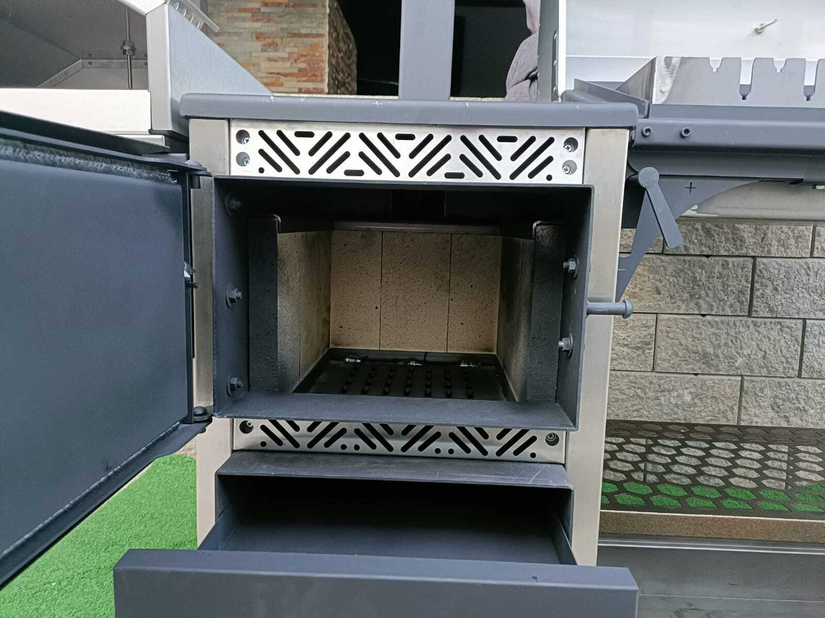 Multifunktionsgrill 6-in-1 mit BBQ, Räucherofen, Pizzaofen & Holzofen – Edelstahl
