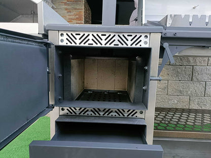 Multifunktionsgrill 6-in-1 mit BBQ, Räucherofen, Pizzaofen & Holzofen – Edelstahl