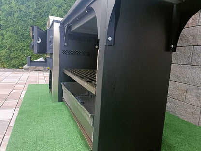 Multifunktionsgrill 6-in-1 mit BBQ, Räucherofen, Pizzaofen & Holzofen – Edelstahl