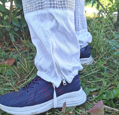 3-lagige Imkerschutzhose Weiß – belüftet mit elastischen Abschlüssen