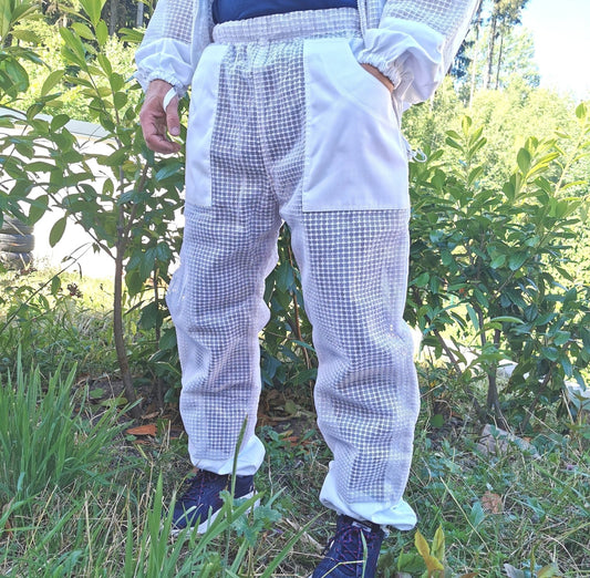3-lagige Imkerschutzhose Weiß – belüftet mit elastischen Abschlüssen