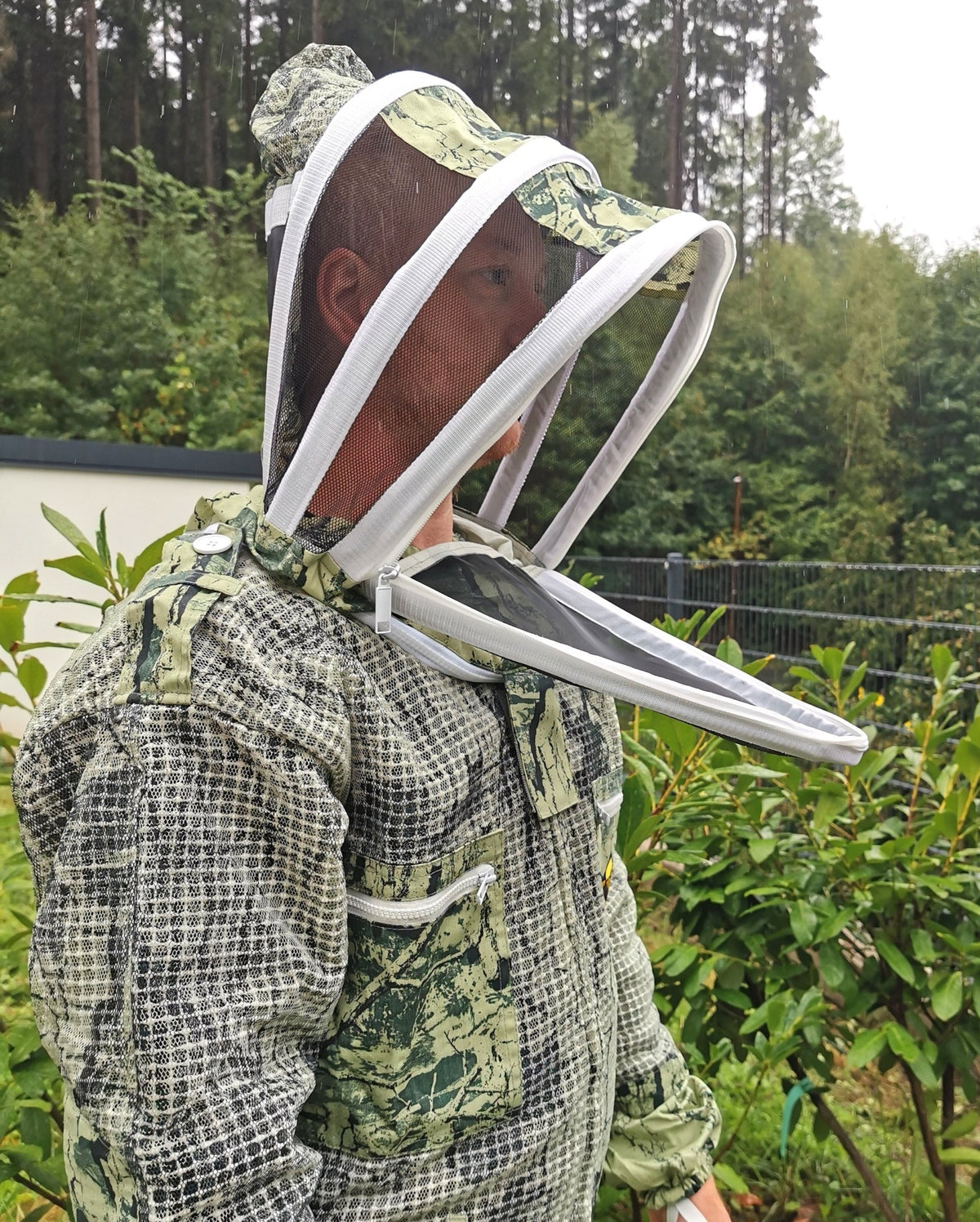 3-lagiger Imkeranzug 2-teilig Camo Grün – Jacke, Hose & Fechtschleier