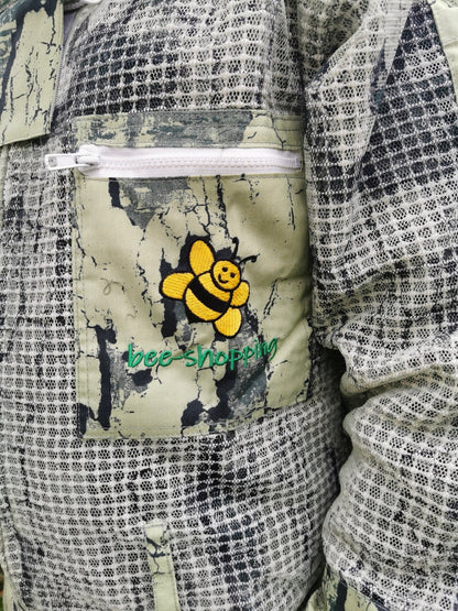 3-lagiger Imkeranzug 2-teilig Camo Grün – Jacke, Hose & Fechtschleier