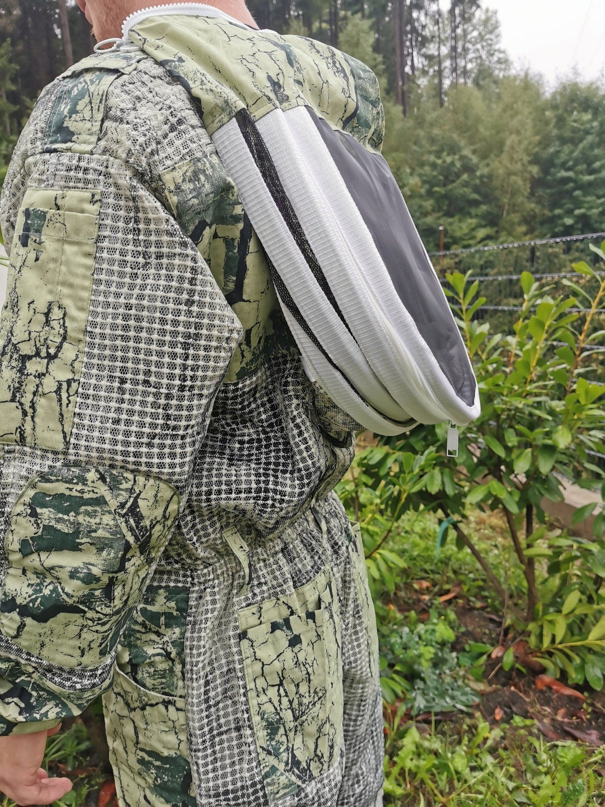 3-lagiger Imkeranzug 2-teilig Camo Grün – Jacke, Hose & Fechtschleier