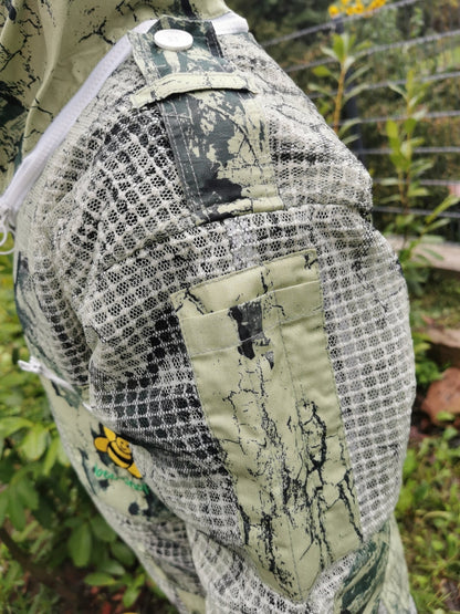 3-lagige Imkerjacke mit Fechtschleier – belüftet mit Taschen & Ellbogenschutz