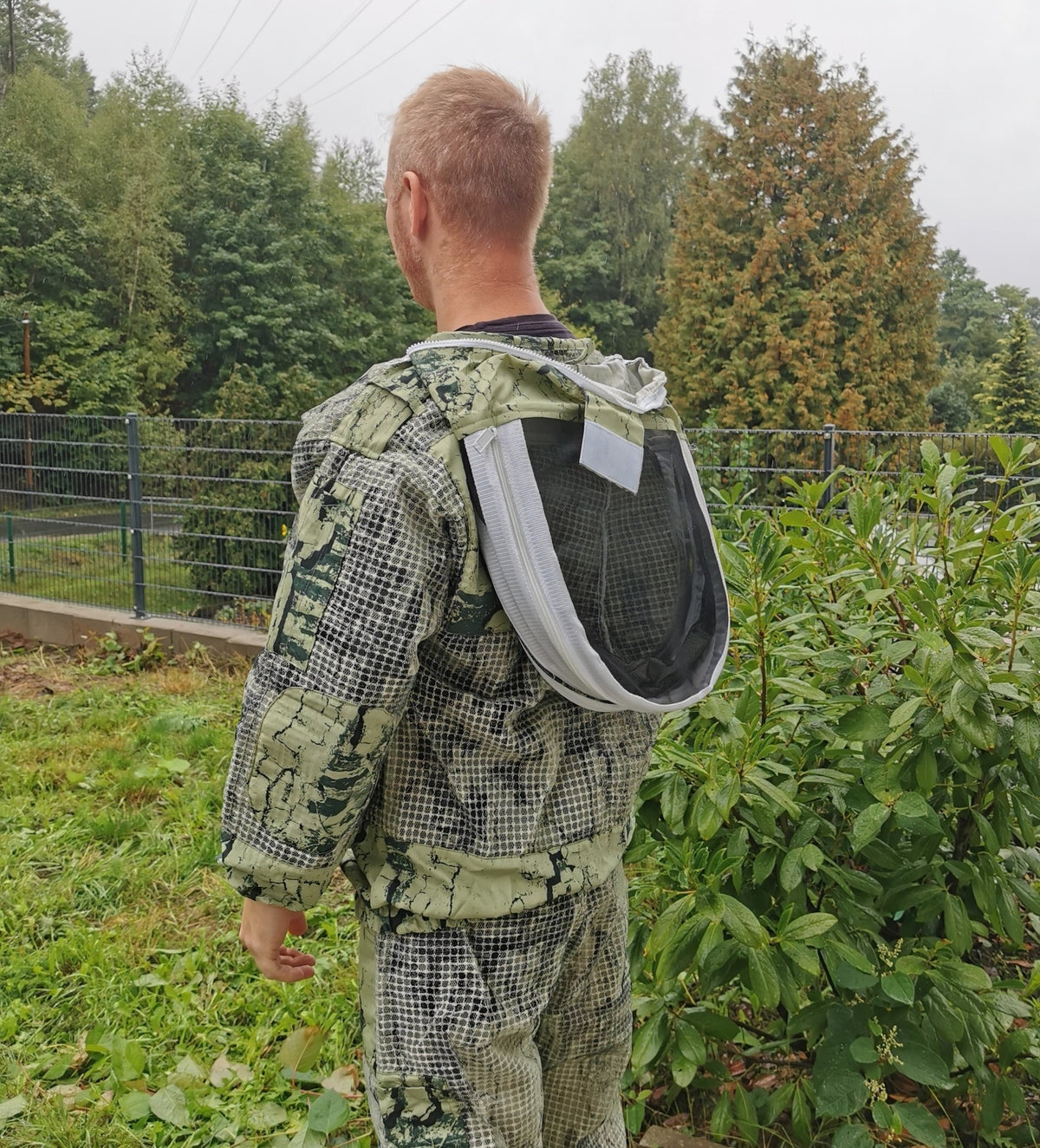 3-lagige Imkerjacke mit Fechtschleier – belüftet mit Taschen & Ellbogenschutz