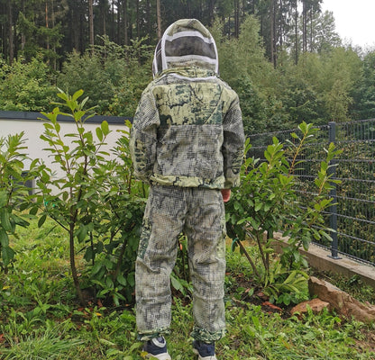 3-lagiger Imkeranzug 2-teilig Camo Grün – Jacke, Hose & Fechtschleier