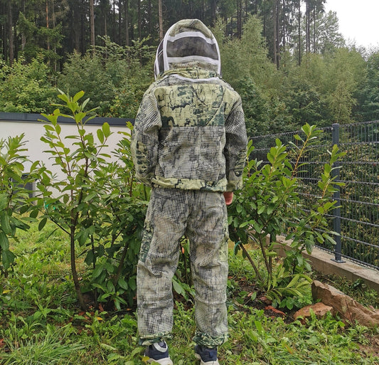 3-lagiger Imkeranzug 2-teilig Camo Grün – Jacke, Hose & Fechtschleier