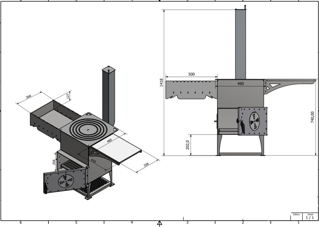 Kasan Grill 2-in-1 mit Mangal & Ofen – 5 mm Stahl, fahrbar, für Kazan/Kessel