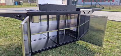 Multifunktionsgrill 3-in-1 mit Mangal & Ofen – 5 mm Stahl, Edelstahl, fahrbar
