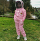 Kinder 3-lagiger Imkeranzug rosa mit Fechtschleier – atmungsaktiver Overall