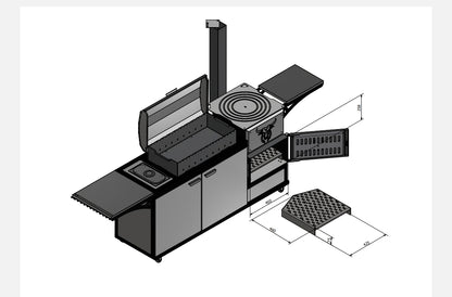Multifunktionsgrill 3-in-1 mit Mangal & Ofen – 5 mm Stahl, Edelstahl, fahrbar