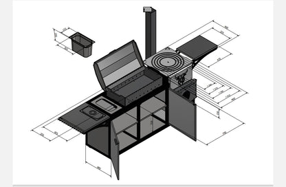 Multifunktionsgrill 3-in-1 mit Mangal & Ofen – 5 mm Stahl, Edelstahl, fahrbar
