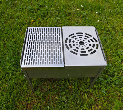 Camping Mangal Grill Imperial aus 3 mm Edelstahl – 45 × 33 cm mit Stecksystem