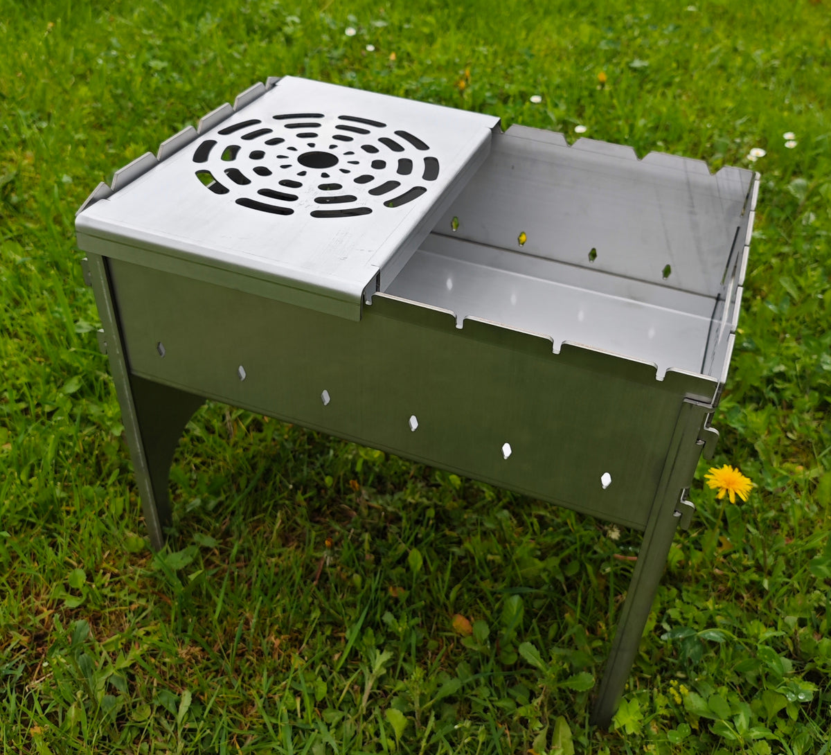 Camping Mangal Grill Imperial aus 3 mm Edelstahl – 45 × 33 cm mit Stecksystem