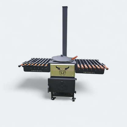 Kasan Grill 2-in-1 mit Mangal & Ofen – 5 mm Stahl, fahrbar, für Kazan/Kessel