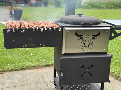 Kasan Grill 2-in-1 mit Mangal & Ofen – 5 mm Stahl, fahrbar, für Kazan/Kessel