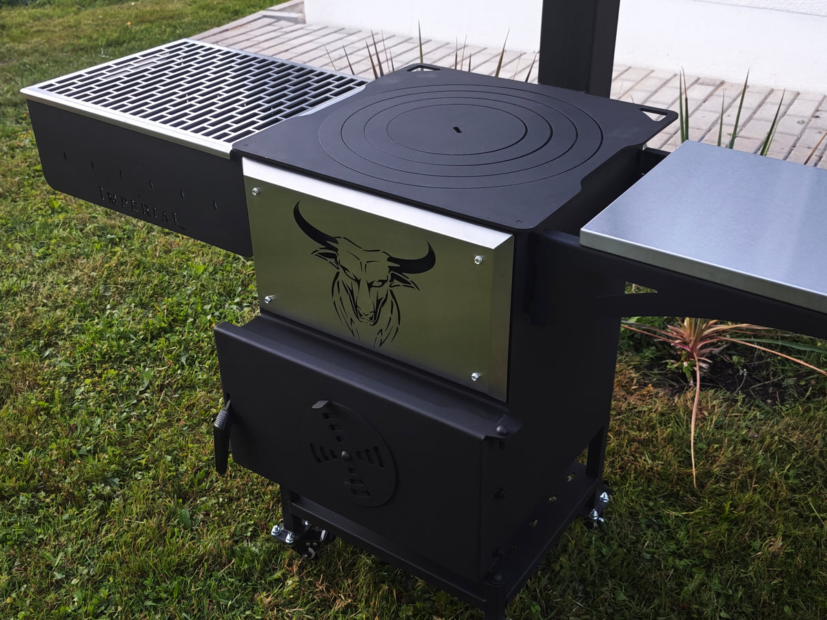 Kasan Grill 2-in-1 mit Mangal & Ofen – 5 mm Stahl, fahrbar, für Kazan/Kessel