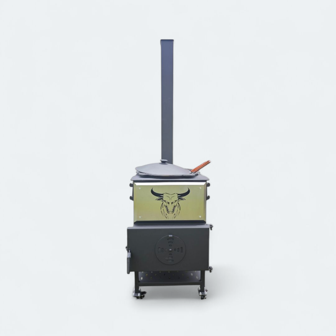 Kasan Grill 2-in-1 mit Mangal & Ofen – 5 mm Stahl, fahrbar, für Kazan/Kessel