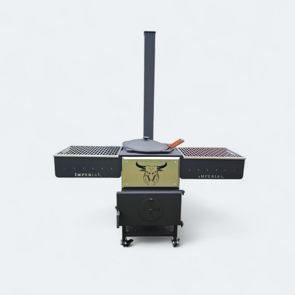 Kasan Grill 2-in-1 mit Mangal & Ofen – 5 mm Stahl, fahrbar, für Kazan/Kessel