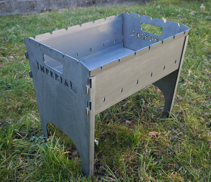 Camping Mangal Imperial aus 3 mm Stahl – Schaschlikgrill für bis zu 7 Spieße