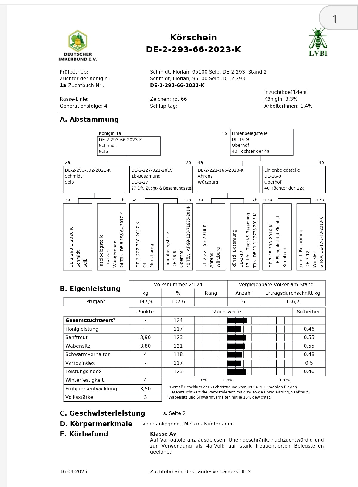Belegstellenbegattete Bienenkönigin Carnica 2027