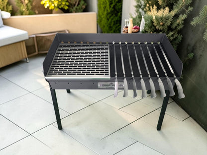 FORGEWERK Mangal Grill 40 × 90 cm aus 3 mm Stahl – Schaschlikgrill & Holzkohlegrill