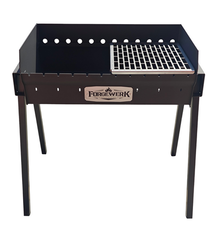 FORGEWERK Mangal Grill 35 × 70 cm aus 3 mm Stahl – Holzkohlegrill für Schaschlik & Outdoor-Kochen