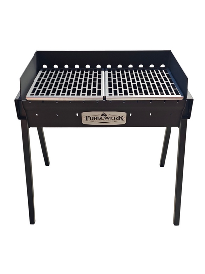 FORGEWERK Mangal Grill 35 × 70 cm aus 3 mm Stahl – Holzkohlegrill für Schaschlik & Outdoor-Kochen