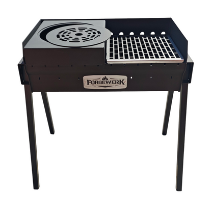 FORGEWERK Mangal Grill 35 × 70 cm aus 3 mm Stahl – Holzkohlegrill für Schaschlik & Outdoor-Kochen