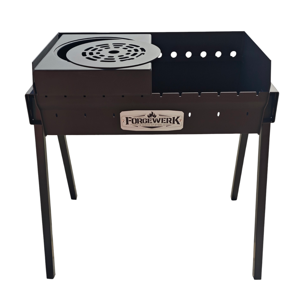 FORGEWERK Mangal Grill 35 × 70 cm aus 3 mm Stahl – Holzkohlegrill für Schaschlik & Outdoor-Kochen