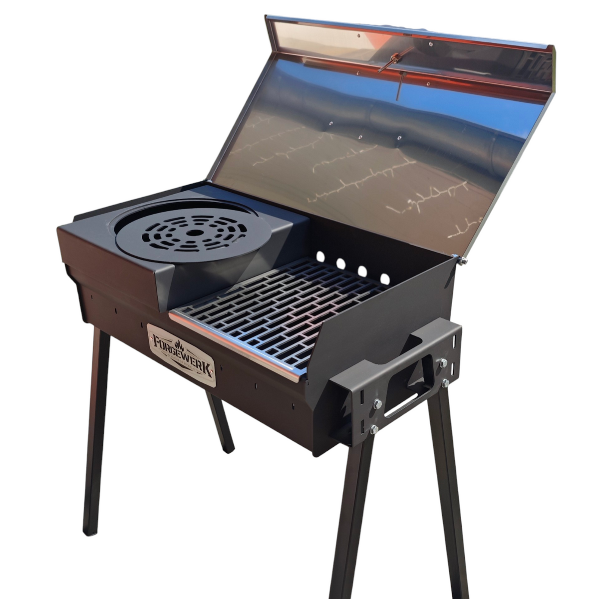 FORGEWERK Mangal Grill 35 × 70 cm aus 3 mm Stahl – Holzkohlegrill für Schaschlik & Outdoor-Kochen