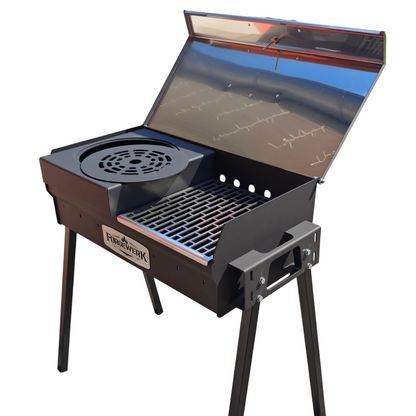FORGEWERK Mangal Grill 35 × 70 cm aus 3 mm Stahl – Holzkohlegrill für Schaschlik & Outdoor-Kochen