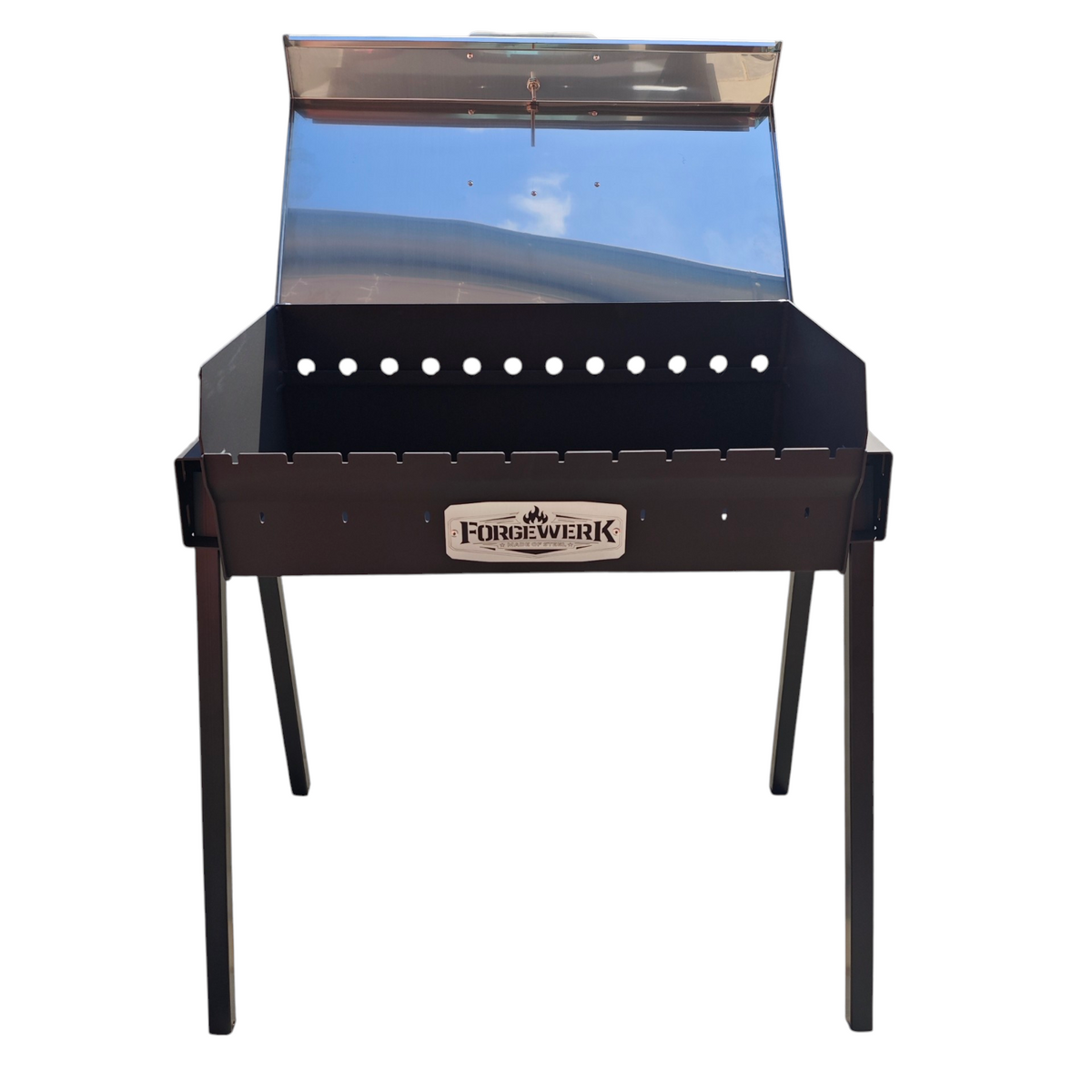 FORGEWERK Mangal Grill 35 × 70 cm aus 3 mm Stahl – Holzkohlegrill für Schaschlik & Outdoor-Kochen