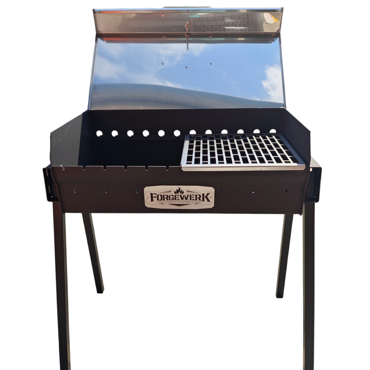 FORGEWERK Mangal Grill 35 × 70 cm aus 3 mm Stahl – Holzkohlegrill für Schaschlik & Outdoor-Kochen