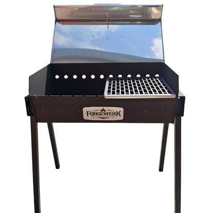 FORGEWERK Mangal Grill 35 × 70 cm aus 3 mm Stahl – Holzkohlegrill für Schaschlik & Outdoor-Kochen